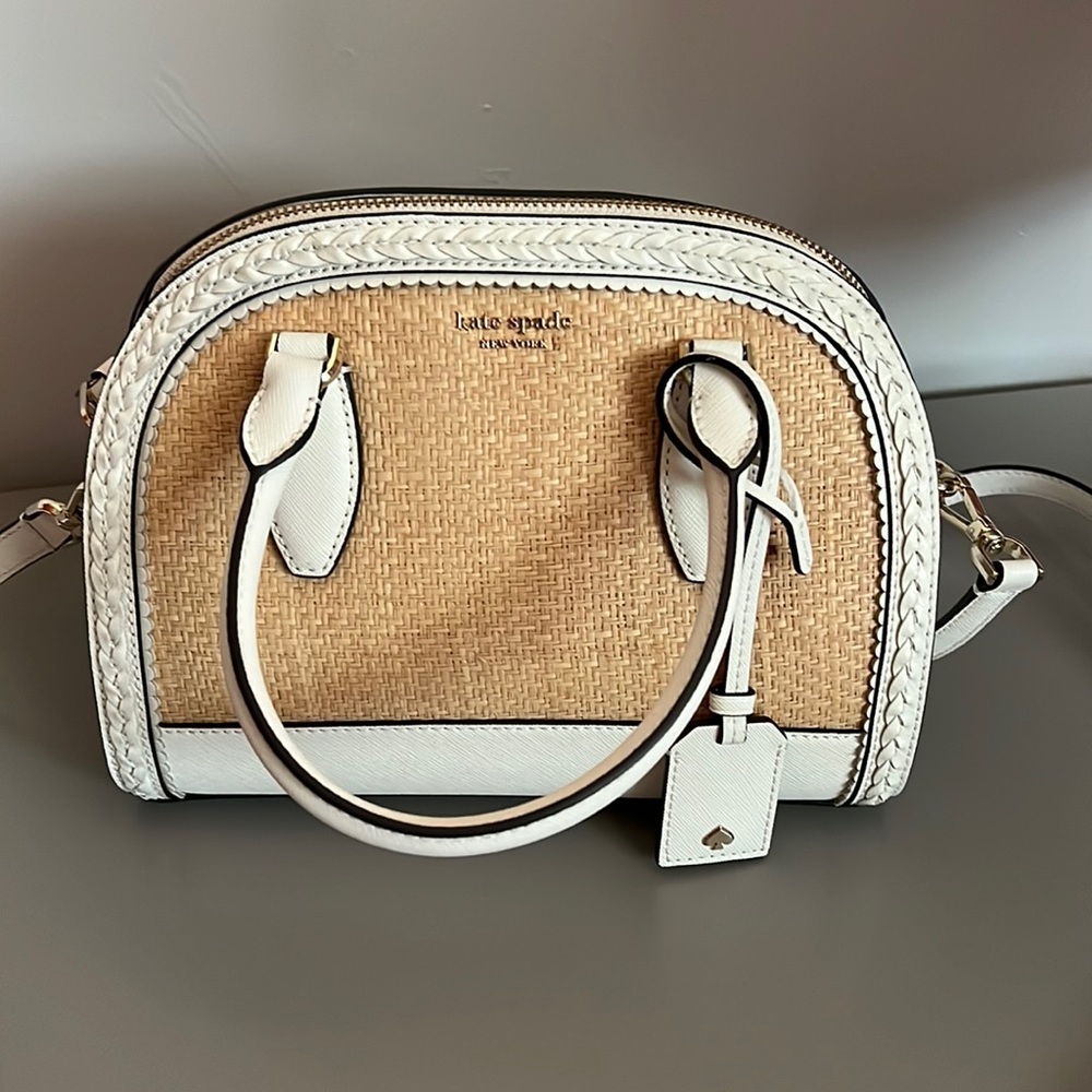 Kate Spade New York Med dome straw crossbody bag